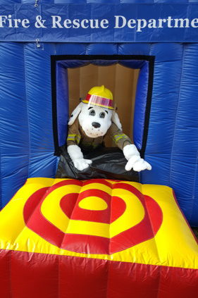 Rescue Dog on Inflatable Fire House Landing Pad