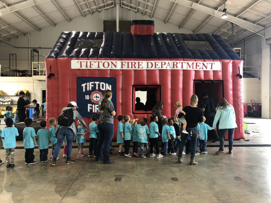 tifton fire department inflatable fire education house